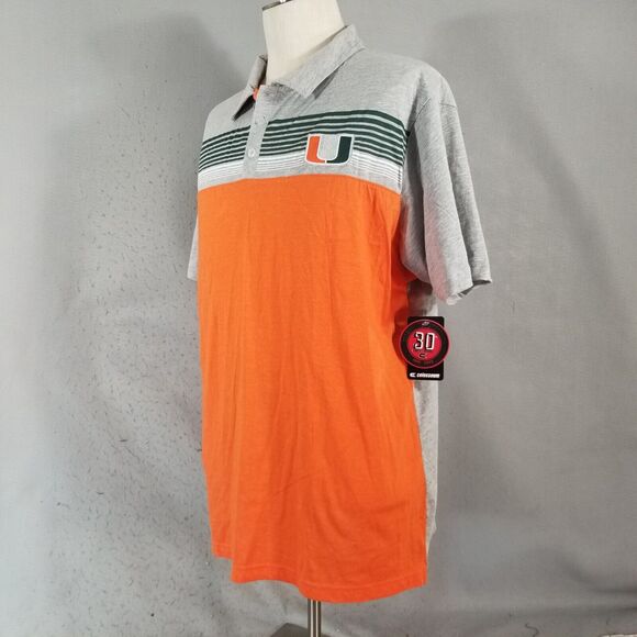 Colosseum UM University of Miami polo shirt men's 2xl xxl orange gray NEW - Picture 6 of 12